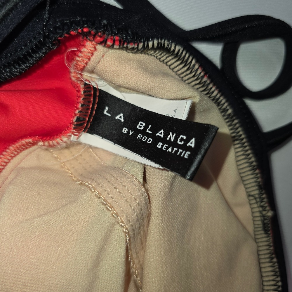 La Blanca by Rod Beattie Vintage Red Black One Piece Swimsuit Size 12 Made USA - Picture 5 of 7